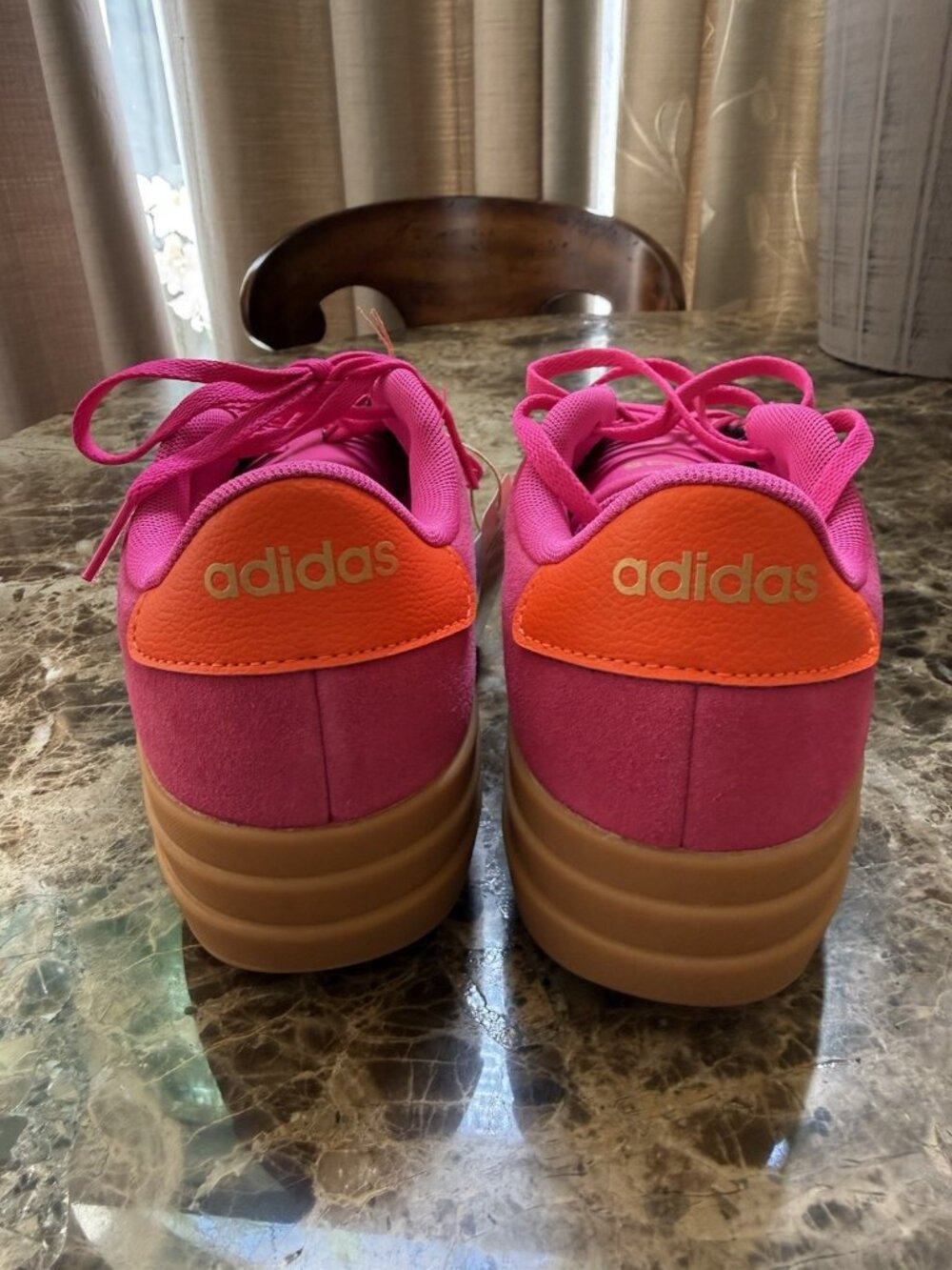 Adidas Women’s Platform Sneakers Pink Orange Gum Sole Suede Shoes Size 7 JQ5636 - Picture 5 of 9